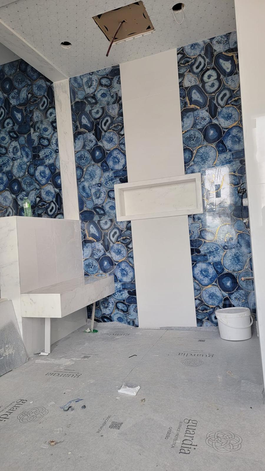 Blue agate tile bathroom, second angle