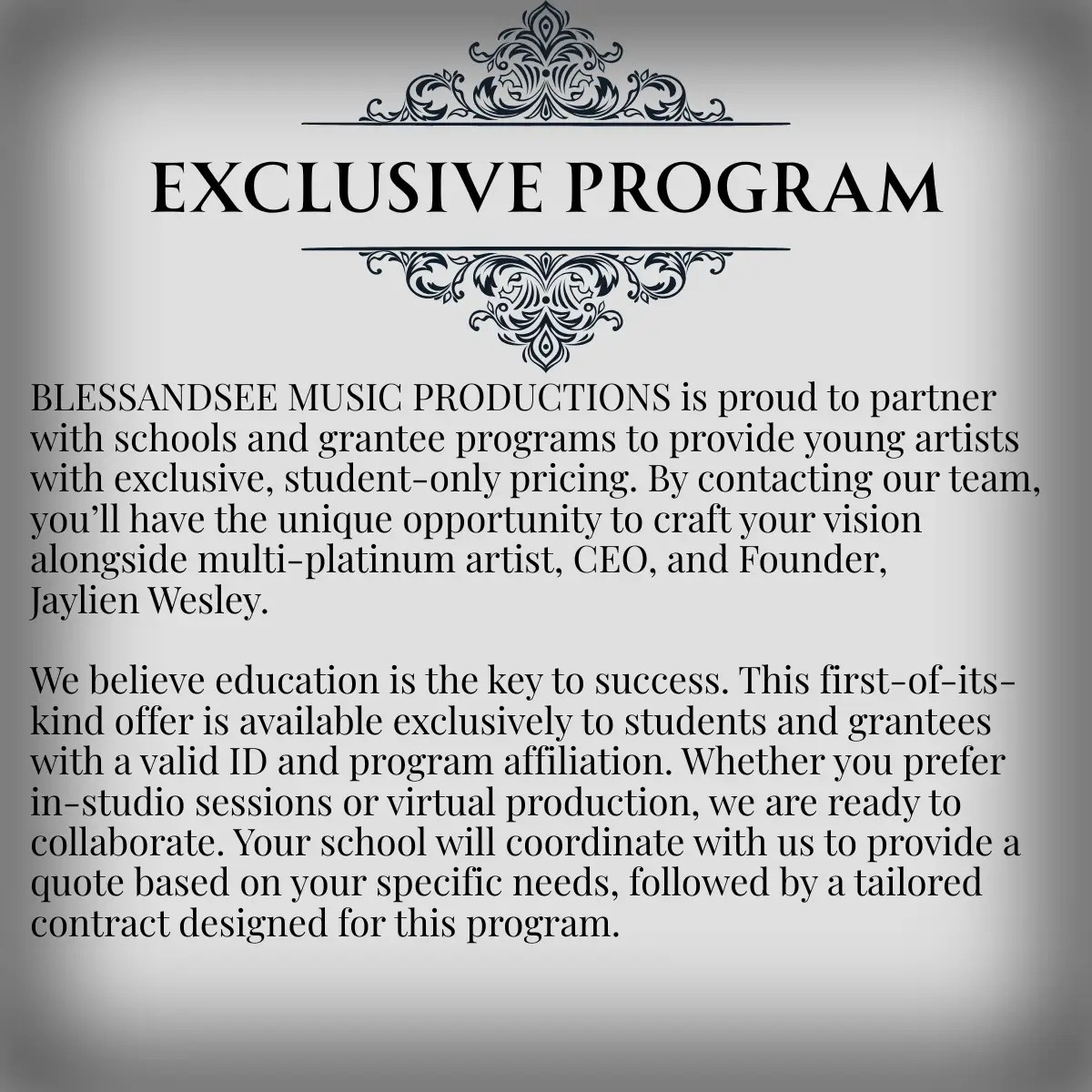 EXCLUSIVE PROGRAM